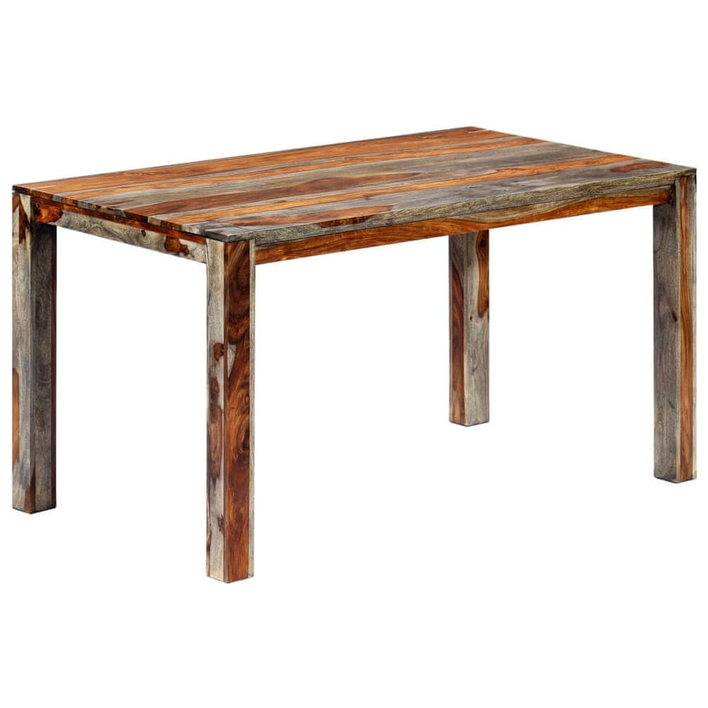 Vidaxl Jedálenský stôl sivý 140x70x76 cm masívne sheeshamové drevo